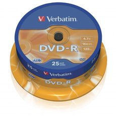 Verbatim DVD-R, Matt Silver, 43522, 4.7GB, 16x, cake box, 25-pack, bez monosti potisku, 1