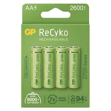 Nabjec baterie, AA (HR6), 1.2V, 2600 mAh, GP, paprov krabika, 4-pack, ReCyko