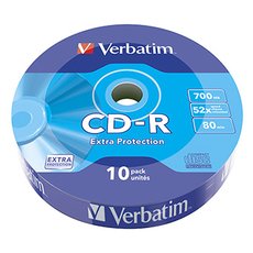 Verbatim CD-R, 43725, Extra Protection, 10-pack, 700MB, 52x, 80min., 12cm, bez monosti potisku, wra