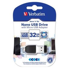 Verbatim USB flash disk, USB 2.0, 32GB, Nano, Store N Go, ern, 49822, USB A, s adaptrem USB Micro