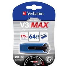 Verbatim USB flash disk, USB 3.0, 64GB, V3 MAX, Store N Go, modr, 49807, USB A, s vsuvnm konektor