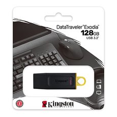 Kingston USB flash disk, USB 3.0, 128GB, DataTraveler Exodia, ern, DTX/128GB, USB A, s krytkou