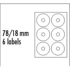 Logo etikety na CD 78/18mm, A4, matn, bl, 6 etiket, 140g/m2, baleno po 25 ks, pro inkoustov a la