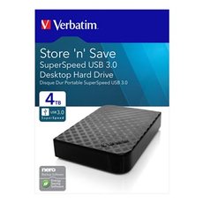 Verbatim extern pevn disk, Store N Save, 3.5&quot;, USB 3.0 (3.2 Gen 1), 4TB, 47685, ern