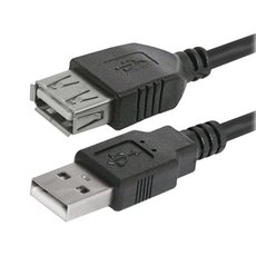 Logo USB prodluka (2.0), USB A samec - USB A samice, 3m, ern, cena za 1 kus, DOPRODEJ