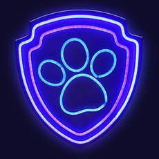 Hanging neon LED Paw Patrol on plexiglass - Paw OW-130246