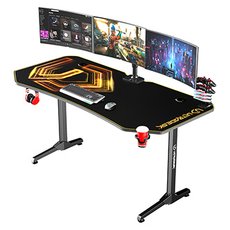 ULTRADESK Hern stl FRAG XXL GOLD, 160 x 75 cm, 75 cm, drk npoj a sluchtek, stojan BEAM, s cel