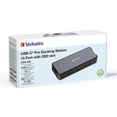 Dokovac stanice Verbatim, USB-C Pro, 15-port, 2x HDMI, RJ45, microSD, USB-A 3.1, USB-C 3.1, ed