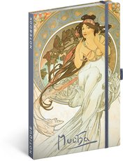 NOTIQUE Notes Alfons Mucha  Hudba, linkovan, 13 x 21 cm