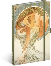 NOTIQUE Notes Alfons Mucha  Poezie, linkovan, 13 x 21 cm