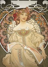 Pohled Alfons Mucha  Reverie, krtk