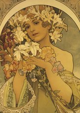 Pohled Alfons Mucha  Flower, krtk