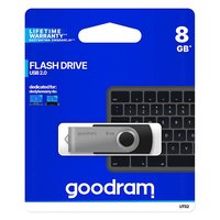 Goodram USB flash disk, USB 2.0, 8GB, UTS2, ern, UTS2-0080K0R11, USB A, s otonou krytko