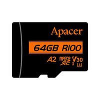 Apacer pamov karta V30 A2, 64GB, micro SDXC, AP64GMCSX10U8-R, UHS-I U3 (Class 10), s adaptrem