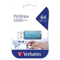 Verbatim USB flash disk, USB 2.0, 64GB, PinStripe, Store N Go, modr, 49961, USB A, s vsuvnm konek