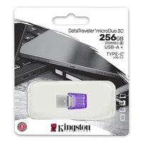 Kingston USB flash disk OTG, USB 3.0, 256GB, Data Traveler microDuo3 G2, stbrno-fialov, DTDUO3CG3