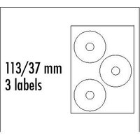 Logo etikety na CD 113/37mm, A4, matn, bl, 3 etikety, 140g/m2, baleno po 10 ks, pro inkoustov a