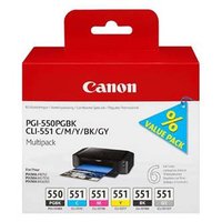 Canon originln ink PGI-550/CLI-551PGBK/C/M/Y/BK/GY, 6496B005, black/color