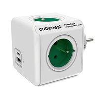 Cubenest - PowerCube, 0.1m, Original USB PD 20W, A+C, zelen, POWERCUBE, 4 zsuvky, USB A+C, Power D