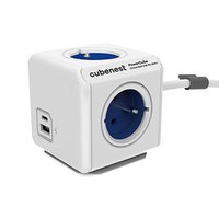 Cubenest - PowerCube, 1.5m, Extended USB PD 20W A+C, modr, POWERCUBE, 4 zsuvky, USB A+C, Power Del