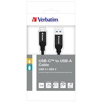 Verbatim USB kabel (3.1), USB A samec - USB C samec, 1m, ern, box, 48871