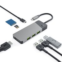 USB (3.1) hub 7-port, HUBGC01, ed, dlka kabelu 15cm, Green Cell, 3xUSB-A,1xUSB-C, 1xHDMI, 1xSD,1x